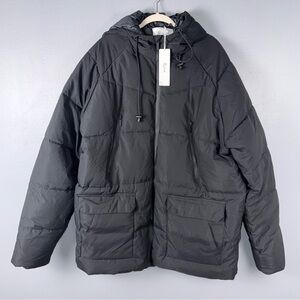 Rejork Mid Length Winter Coat Men's 3XL Black Hooded Quilted Jacket Parka